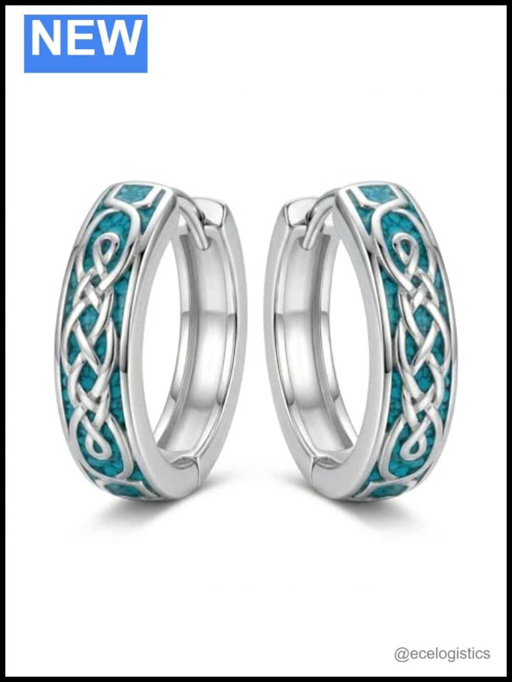 Turquoise Sterling Silver Celtic Knot Hoop Earrings